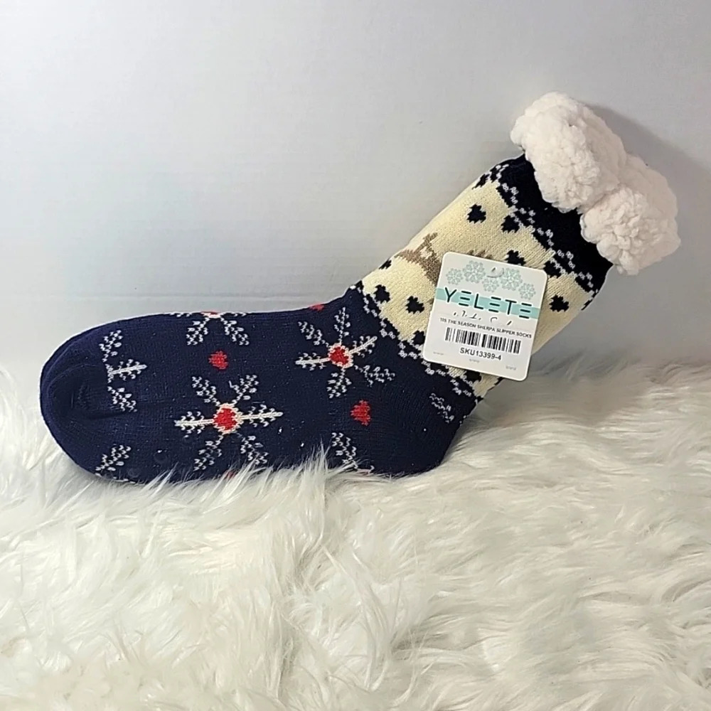 YELETE Sherpa Snowflake Slipper Winter Socks Size 9-11
